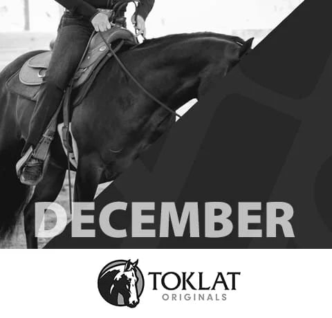 Person riding a horse with 'December' text and Toklat logo.