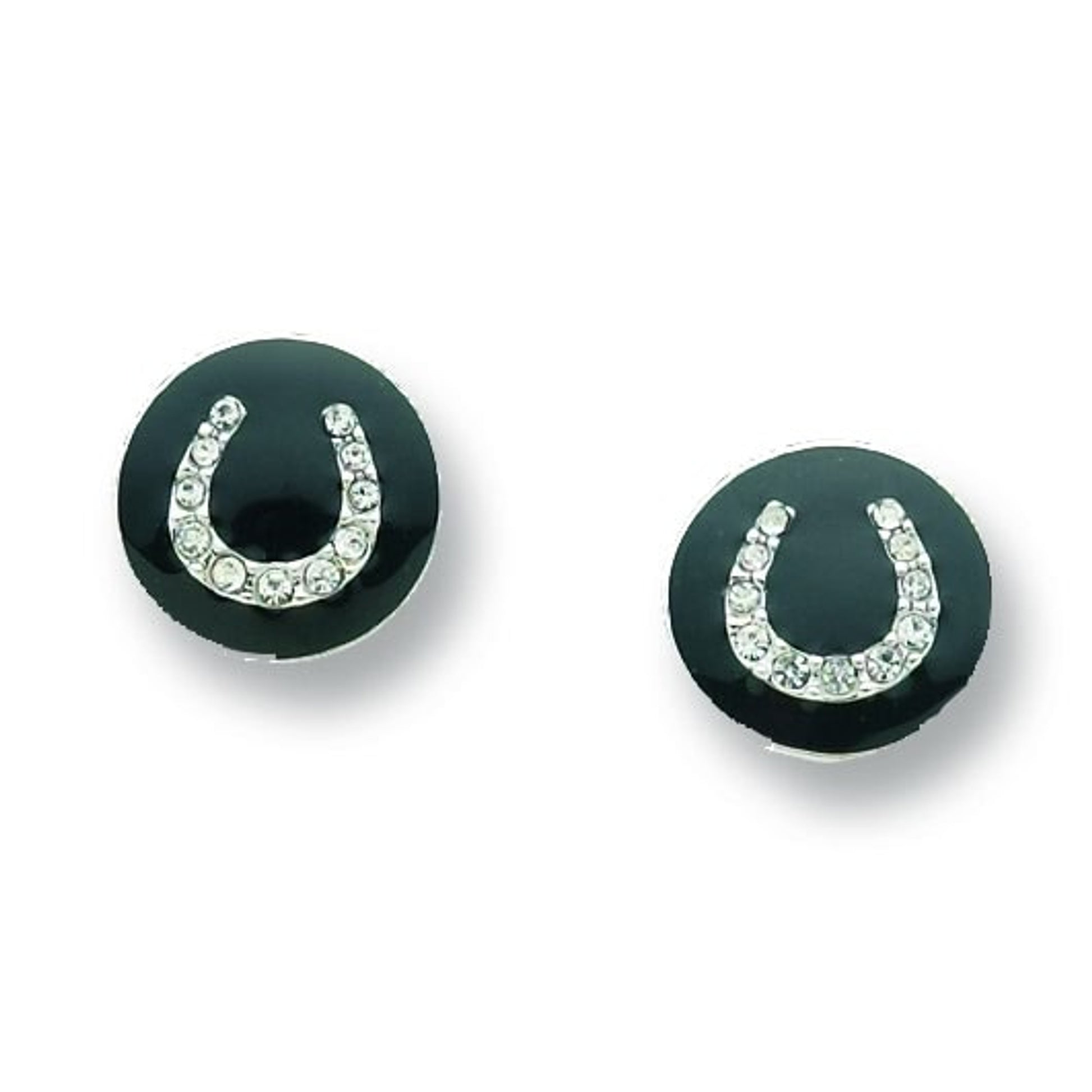 Horse Shoe Post Earrings with CZ